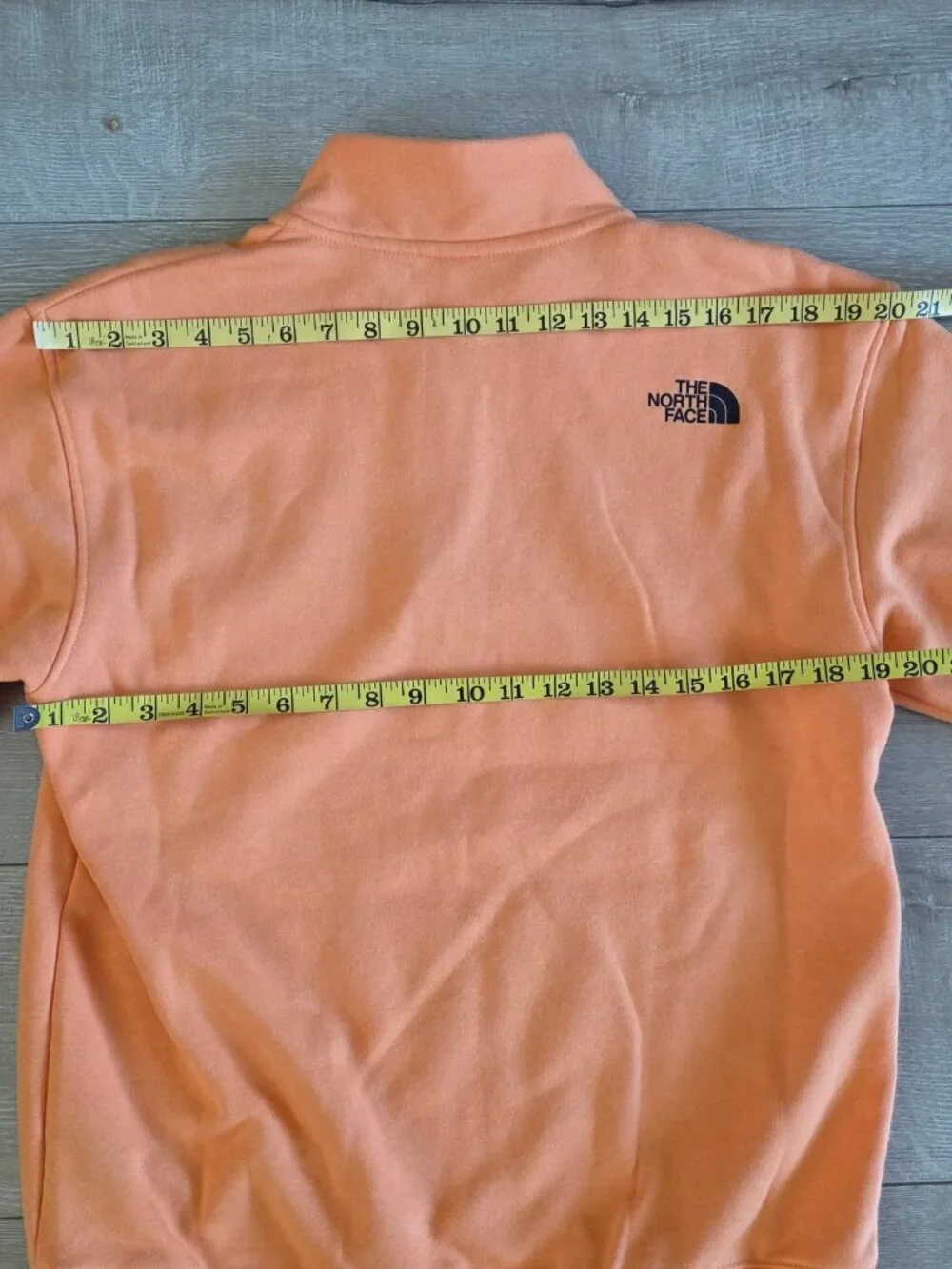 The North Face Fleece Sweatshirt Mens Small Orange Lined Box Half Dome 1/4 Zip